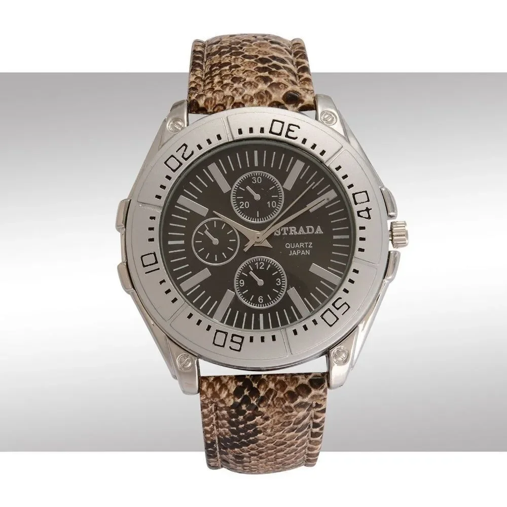 STRADA Watch Faux Leather Band Tan